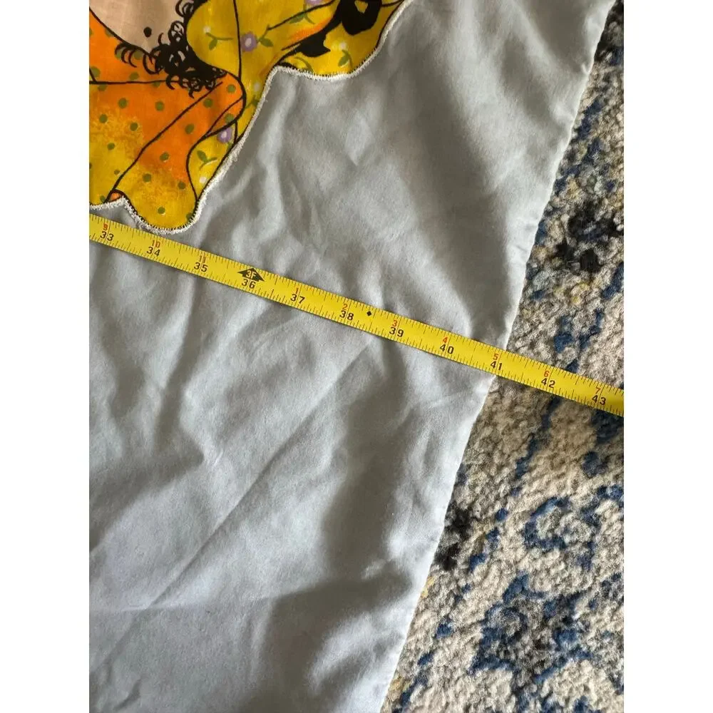 Vintage Yellow Holly Hobbie Applique on Blanket 32x41 Cottage Core Girls Room